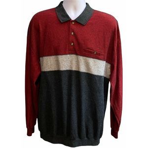 Classics by Palmland Mens Banded Bottom Polo Textured Striped Shirt Size XXL 2XL